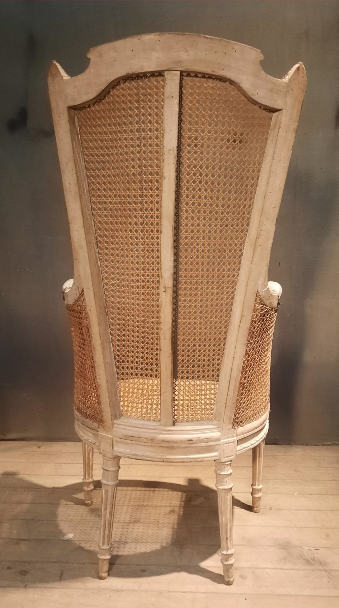 Bergere Louis XVI canné à haut dossier-photo-7