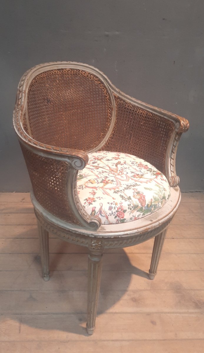 Louis XVI-style Cane Armchair -photo-2
