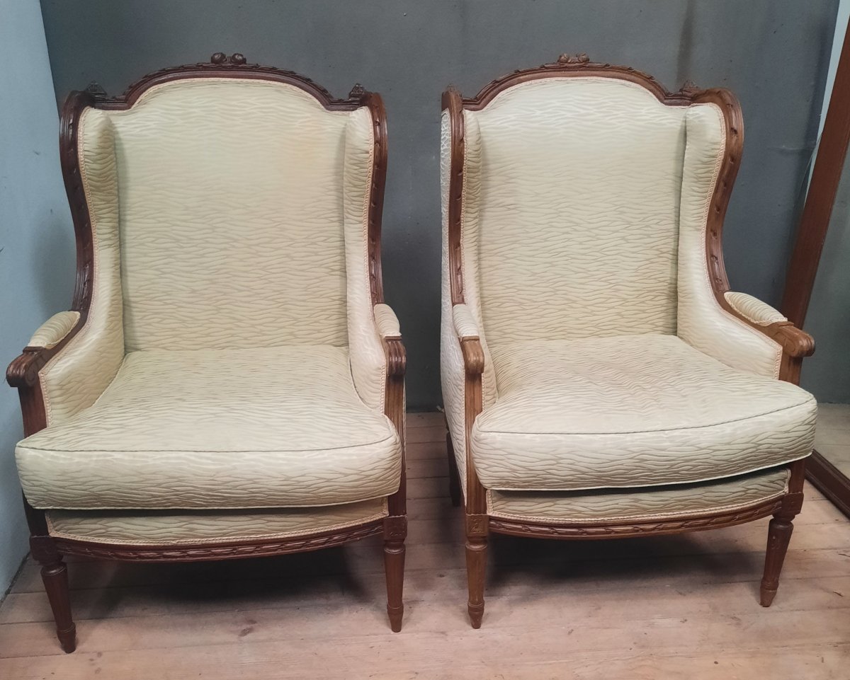 Pair Of Louis XVI-style Wingback Chairs 