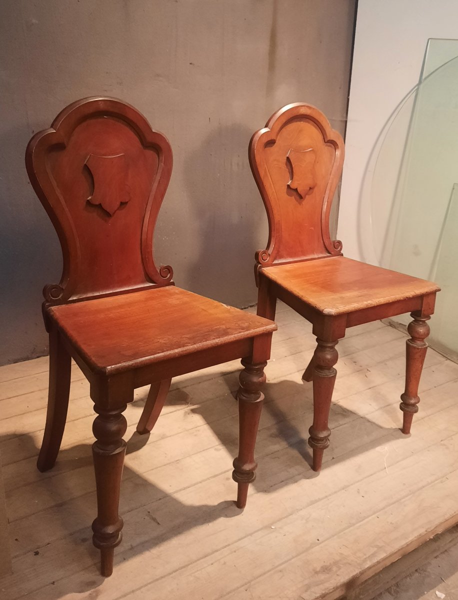 Paire dd chaise en bois massif genre escabelle-photo-3