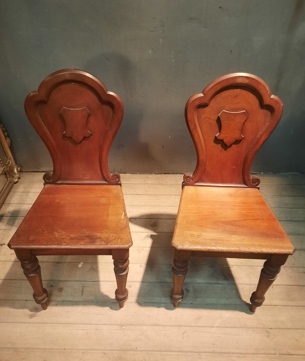 Paire dd chaise en bois massif genre escabelle-photo-4