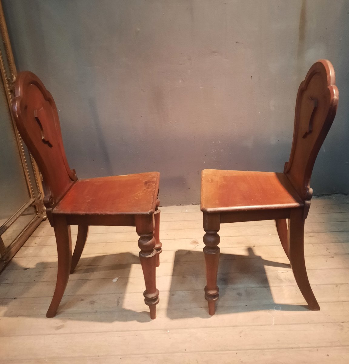 Paire dd chaise en bois massif genre escabelle-photo-6