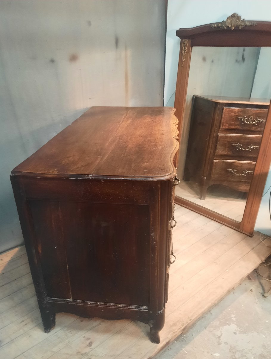 Commode d epoque Louis XV en bois massif -photo-2