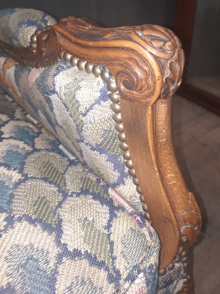 Bergere à oreilles en bois sculpté de style Louis XVI -photo-3