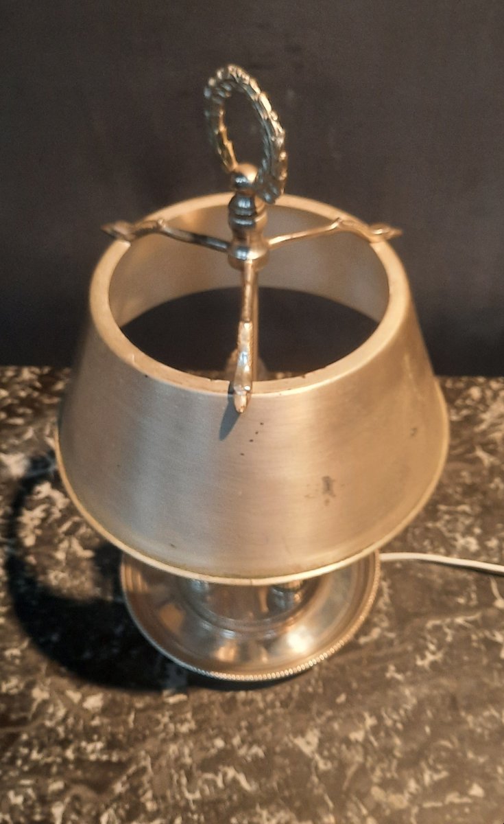 Lampe bouillotte en métal argenté  de style Louis XVI -photo-2