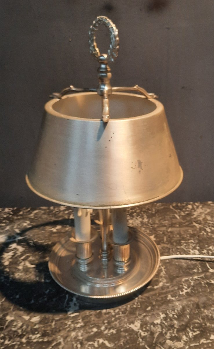 Lampe bouillotte en métal argenté  de style Louis XVI -photo-3