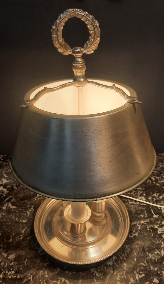 Lampe bouillotte en métal argenté  de style Louis XVI -photo-2