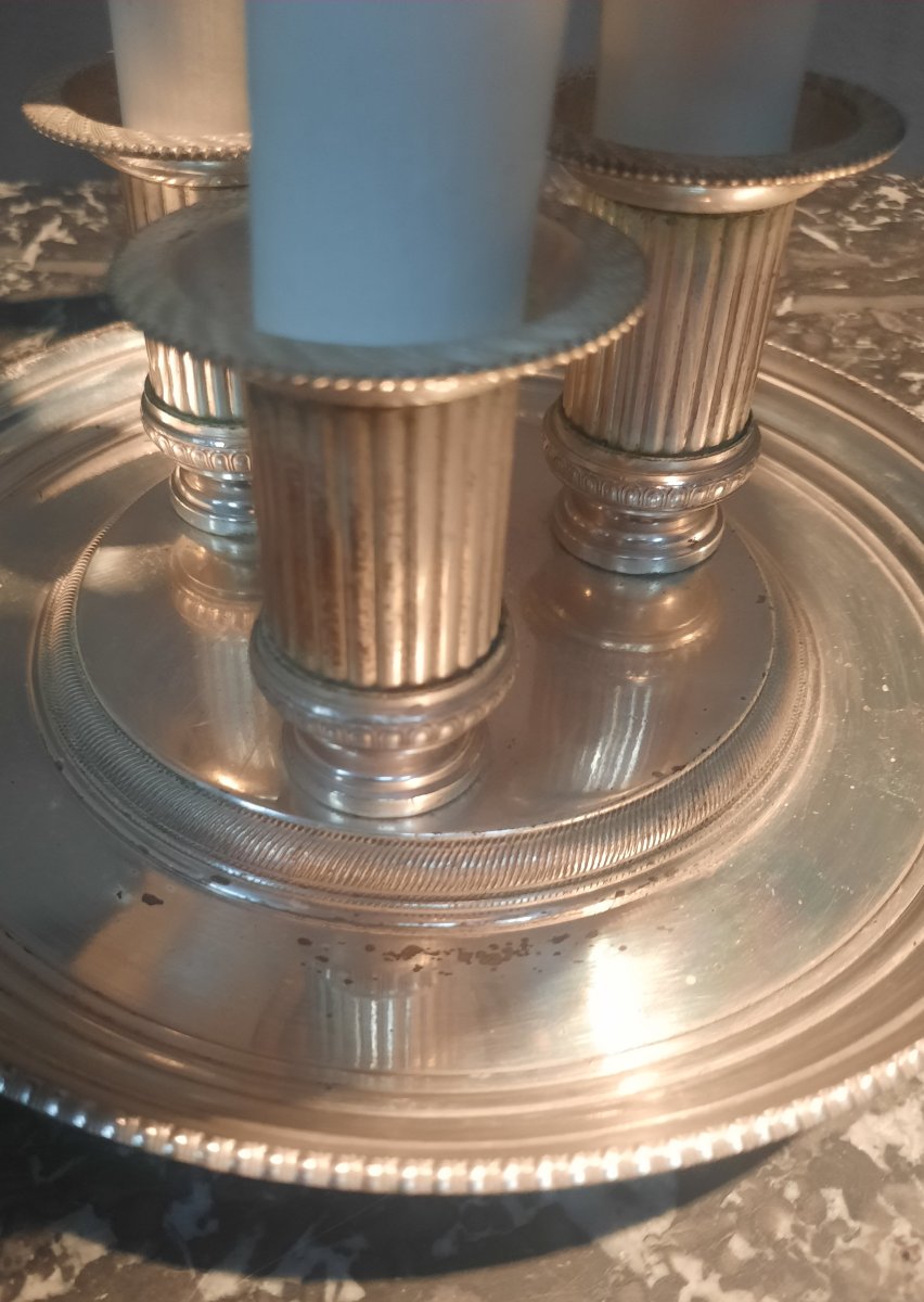 Lampe bouillotte en métal argenté  de style Louis XVI -photo-3