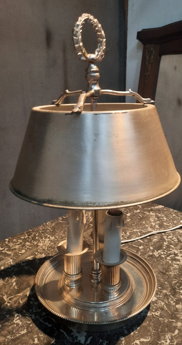Lampe bouillotte en métal argenté  de style Louis XVI -photo-5