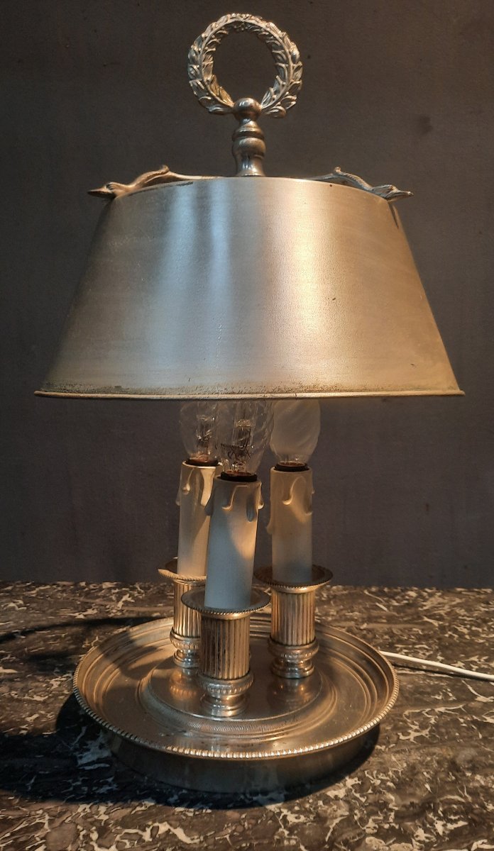 Lampe bouillotte en métal argenté  de style Louis XVI -photo-8