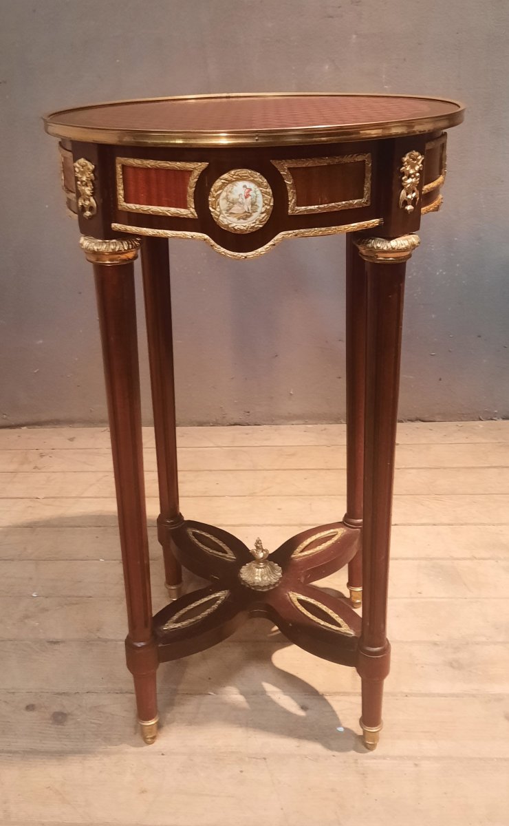 Table de salon  marquettée de style Louis XVI -photo-3