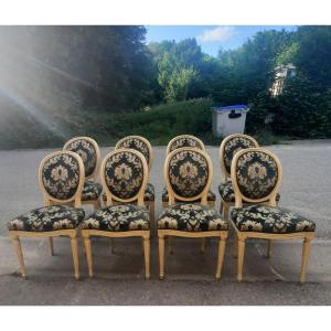 Set Of 8 Louis XV Style Medallion Chairs I