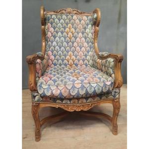 Louis XVI-style Carved Wooden Wingback Chair