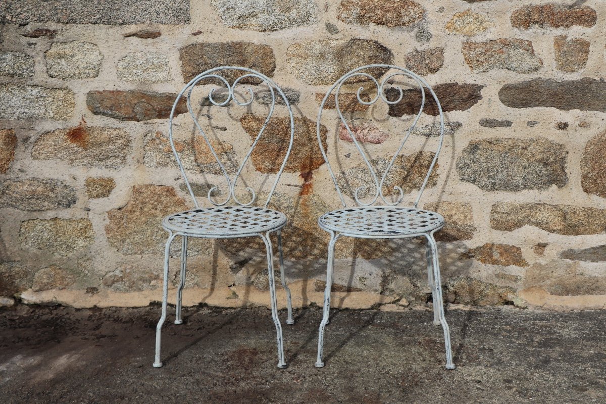 Series Of 6 Wrought Iron Garden Chairs-photo-2