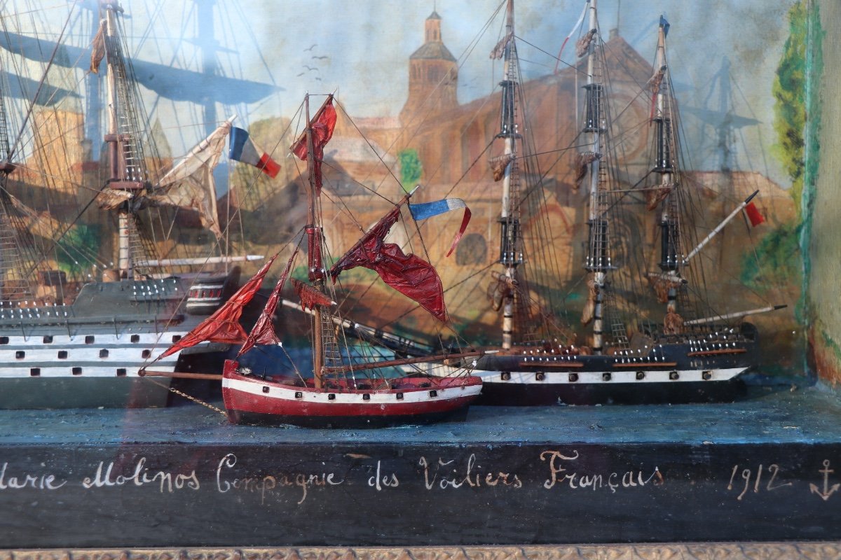 Large Diorama Marie Molinos, French Sailing Company-photo-4