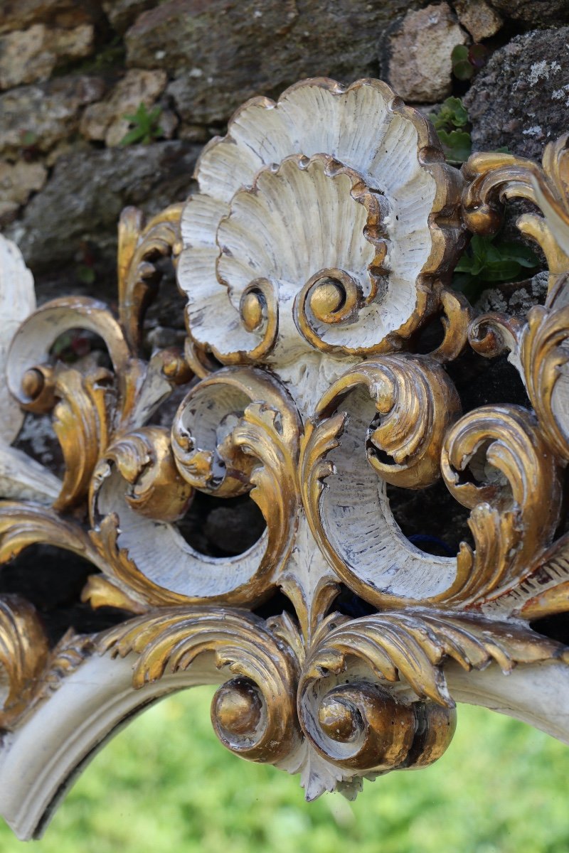 Grand Miroir Aux Oiseaux Bois Dor&eacute; Sculpt&eacute; Style R&eacute;gence -photo-4