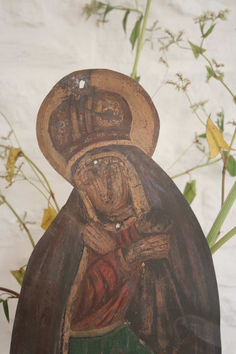Holy Virgin Painted On Sheet Metal -photo-2