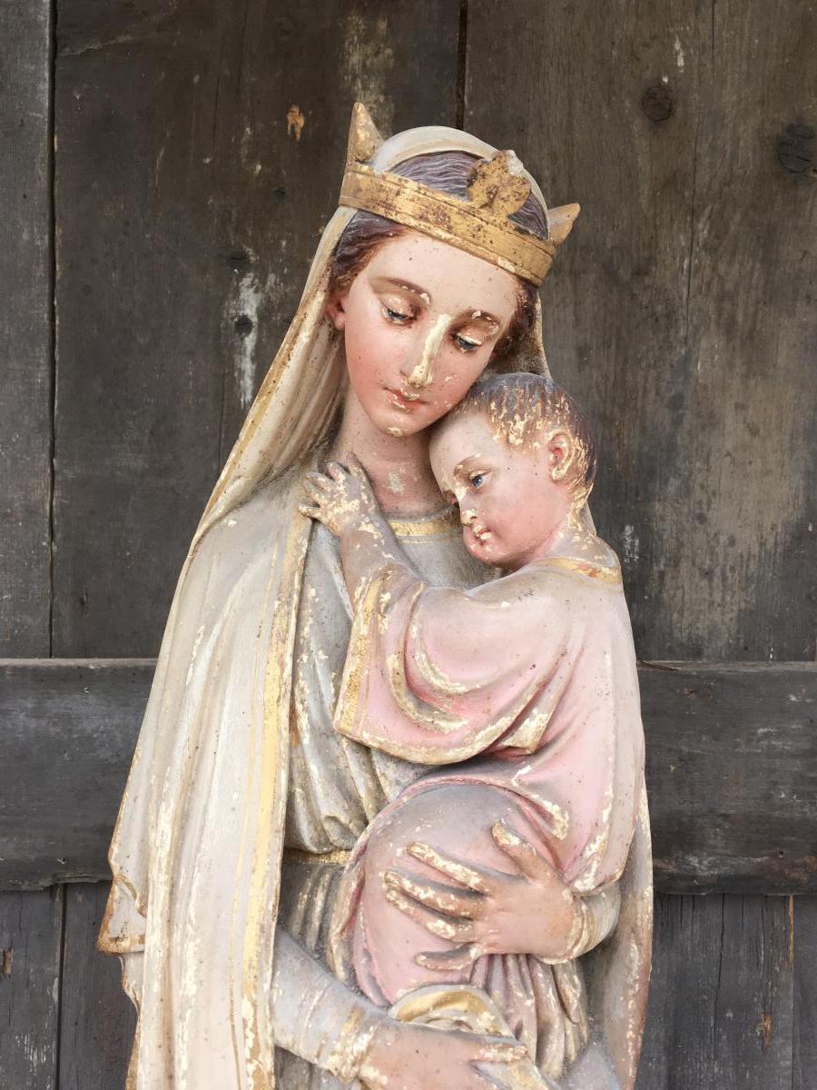 Sainte Vierge à l'Enfant, Décor bronze laiton -photo-3
