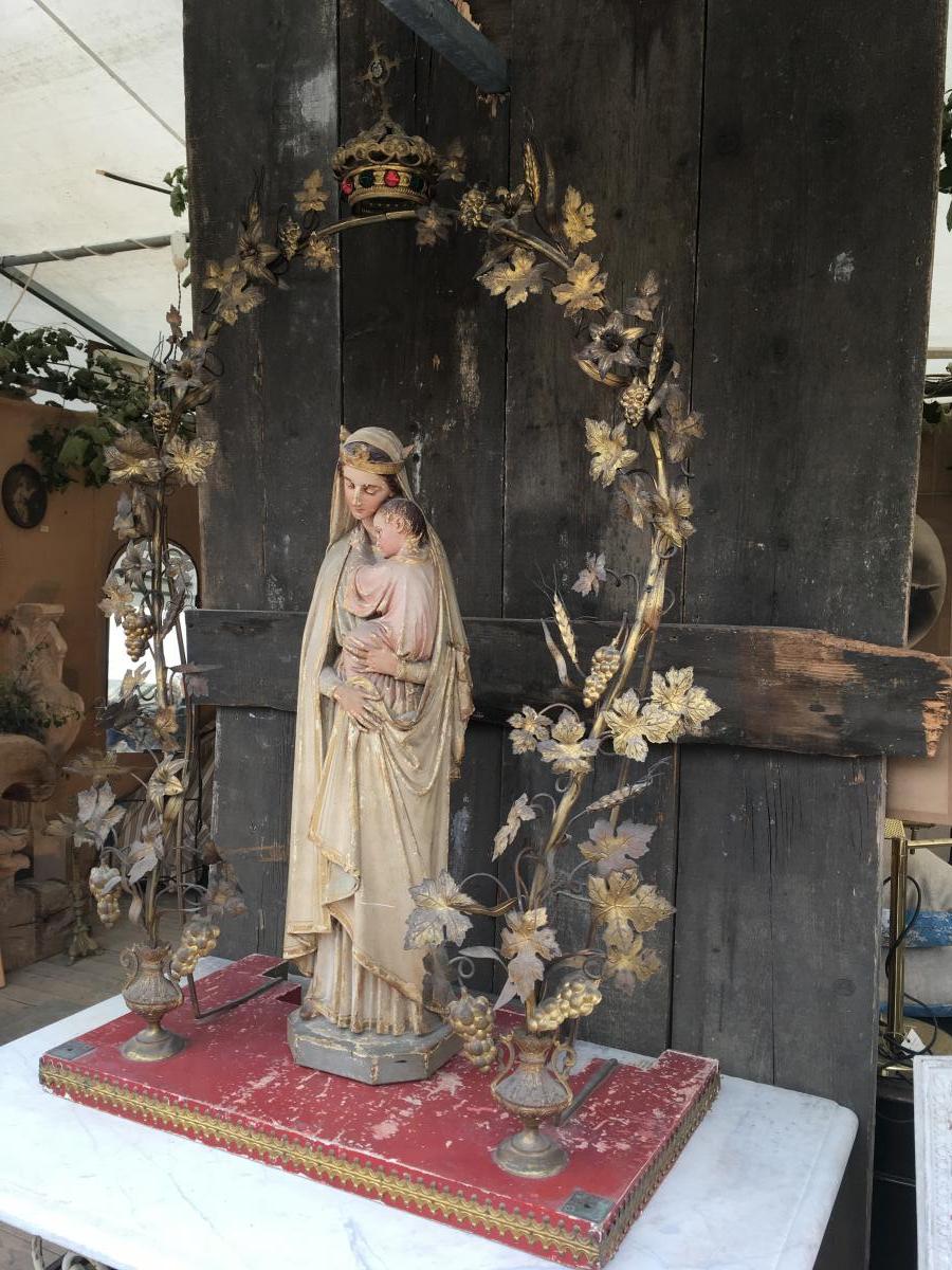 Sainte Vierge à l'Enfant, Décor bronze laiton -photo-4