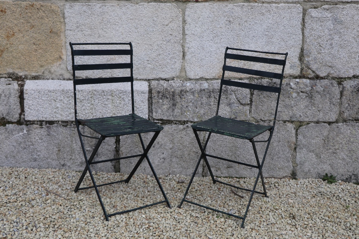 Set Of 4 Wrought Iron Garden Chairs XX-photo-1