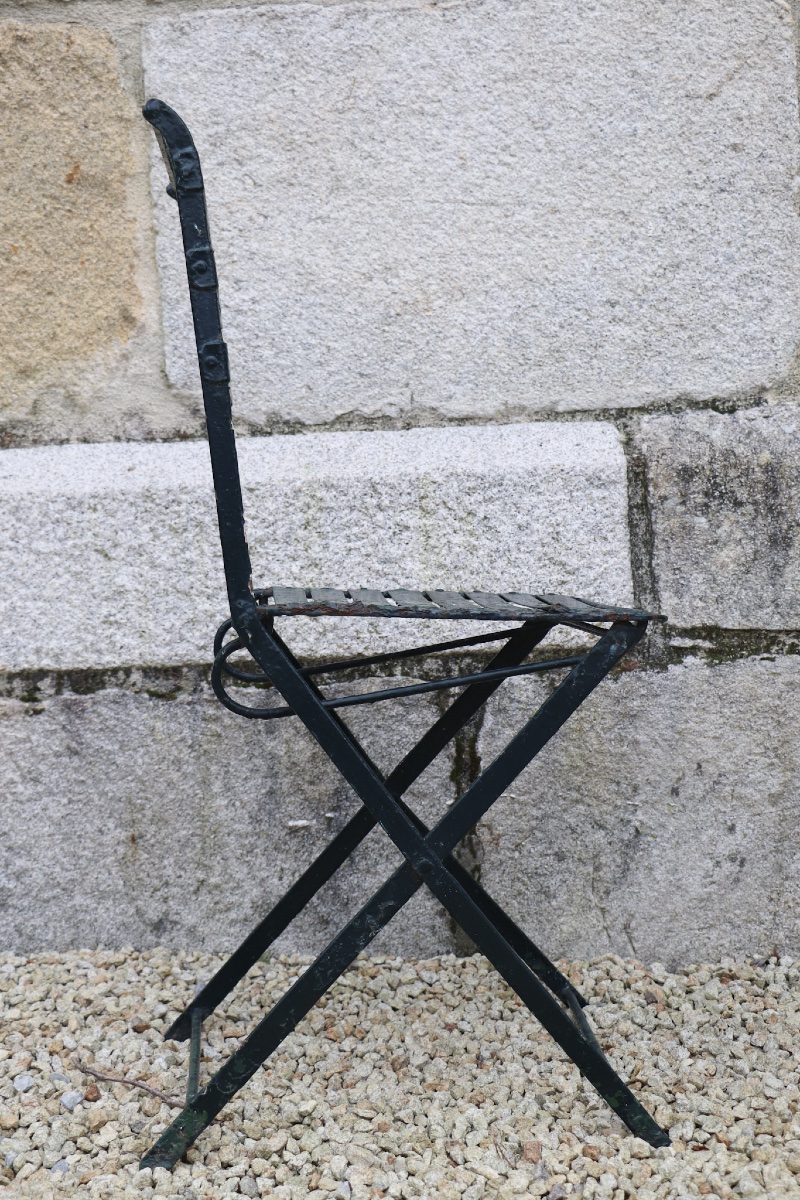 Set Of 4 Wrought Iron Garden Chairs XX-photo-2