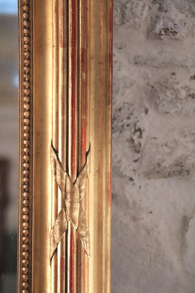 Grand miroir ancien en bois doré - XIX ème-photo-3