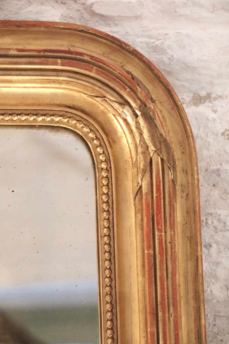 Grand miroir ancien en bois doré - XIX ème-photo-4