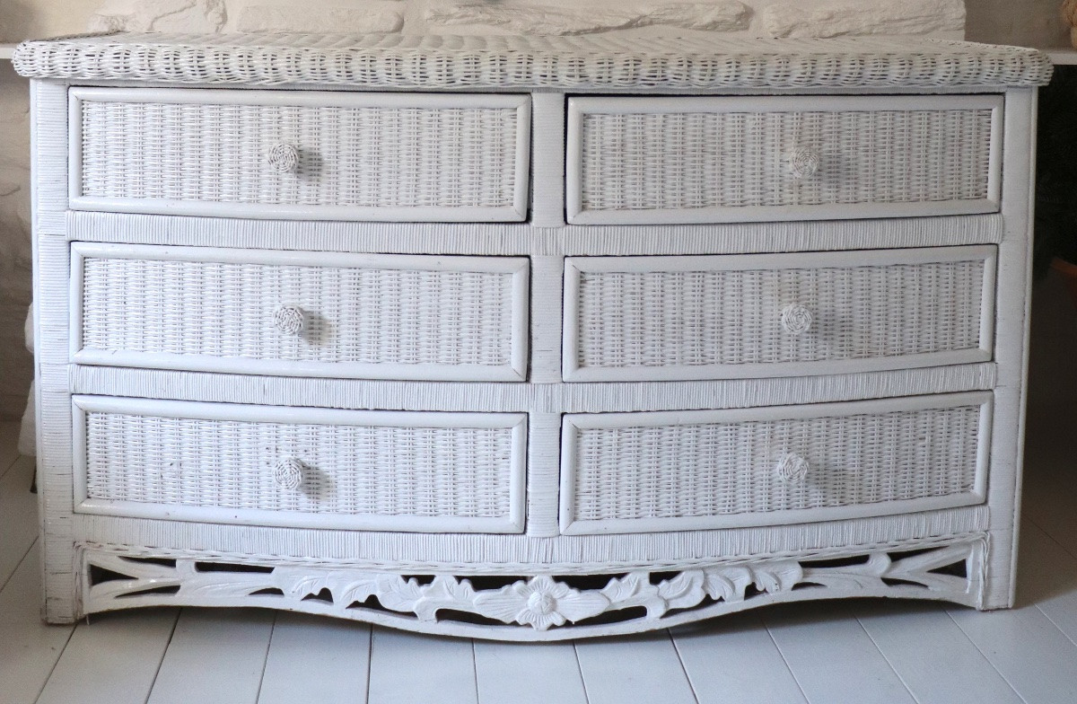 Commode en rotin  et osier, XXe siècle-photo-2