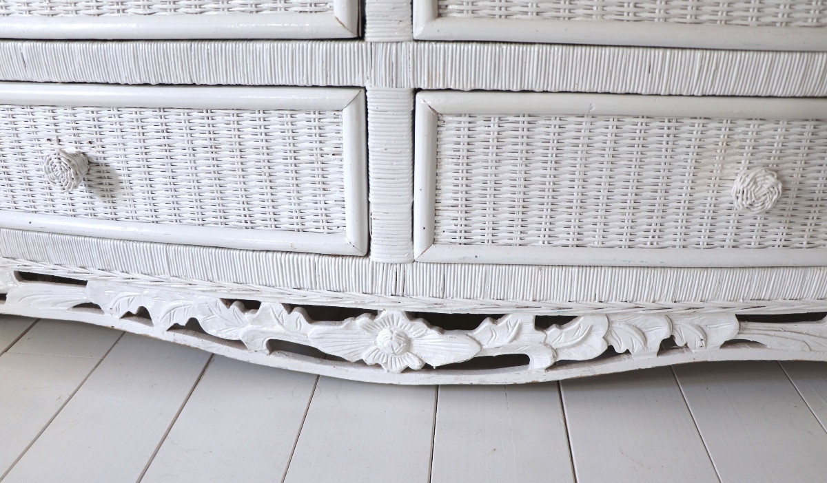 Commode en rotin  et osier, XXe siècle-photo-2