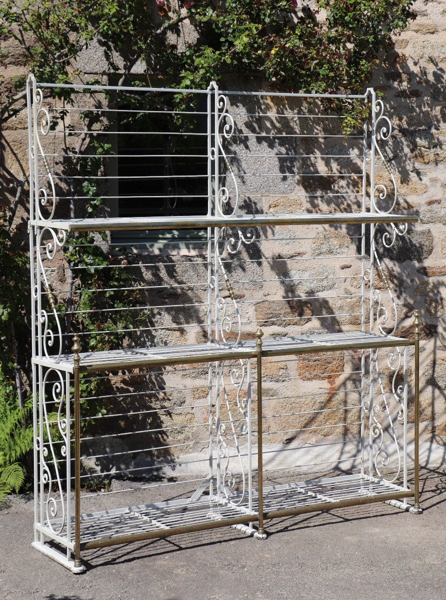 Large Baker's Shelf, 1950, Brass Wrought Iron