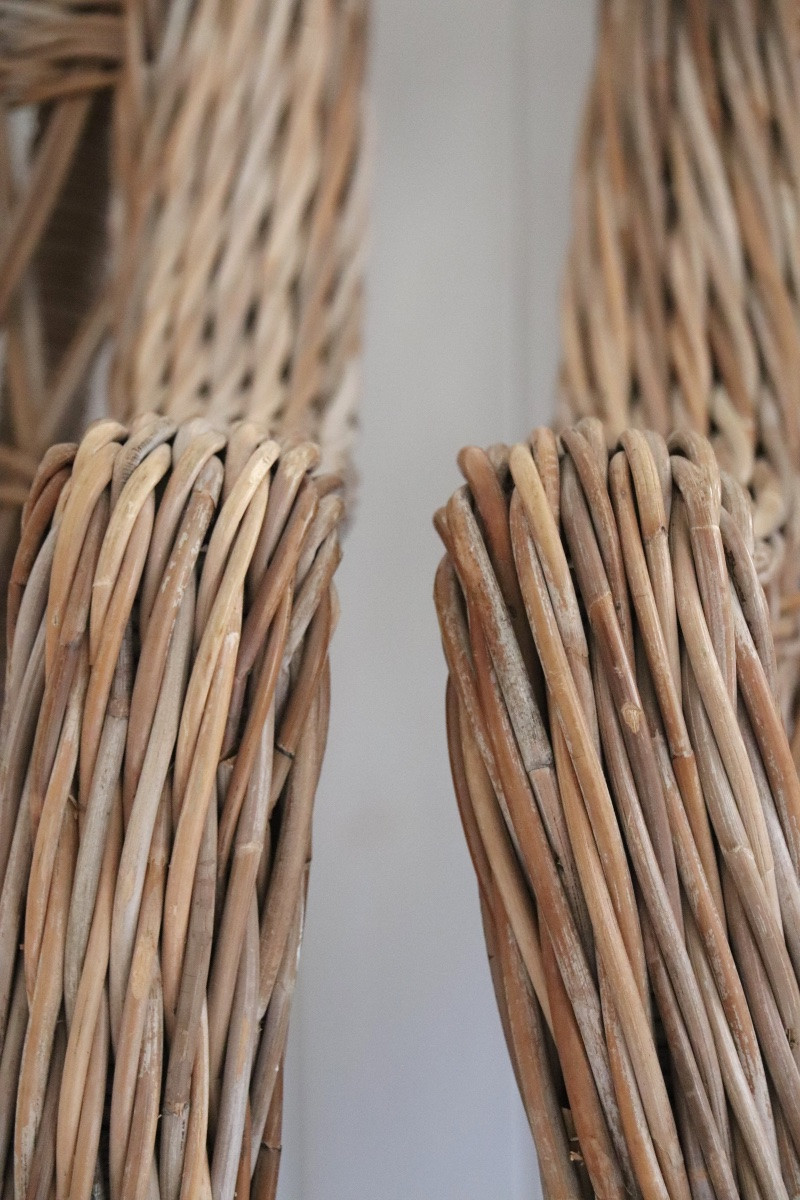 Paire de fauteuils en rotin et osier signés, XXe siècle-photo-1