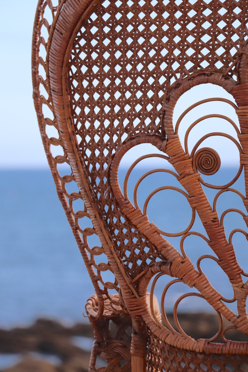 “emmanuelle” Armchair (peacock Chair) In Rattan, 20th Century, French-photo-3