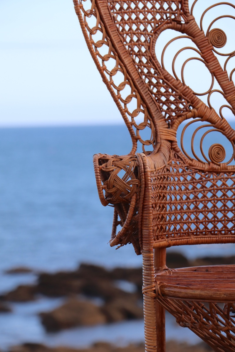 “emmanuelle” Armchair (peacock Chair) In Rattan, 20th Century, French-photo-4