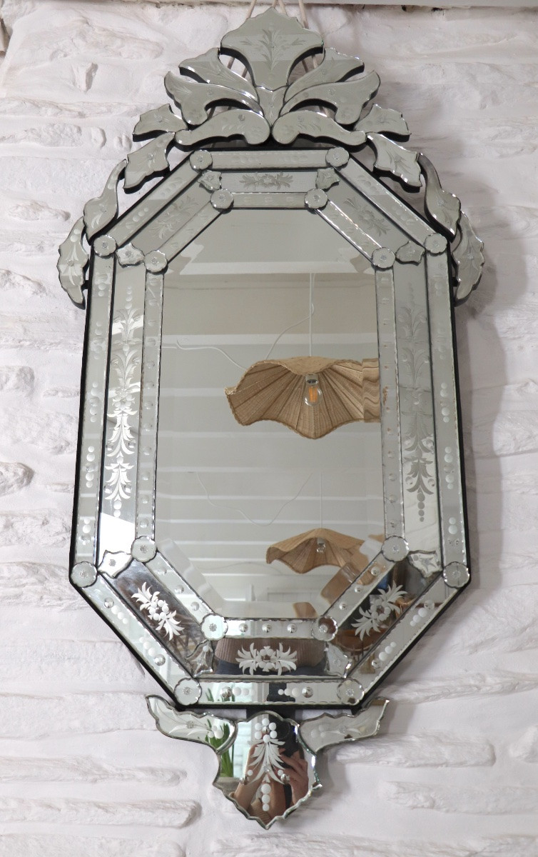 Large Venetian Mirror, 20th Century-photo-8
