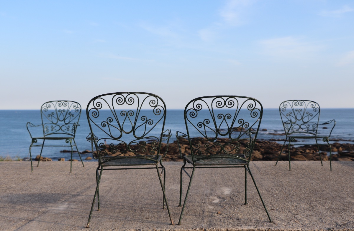 Set Of 4 Wrought-iron Garden Chairs, France, 20th Century