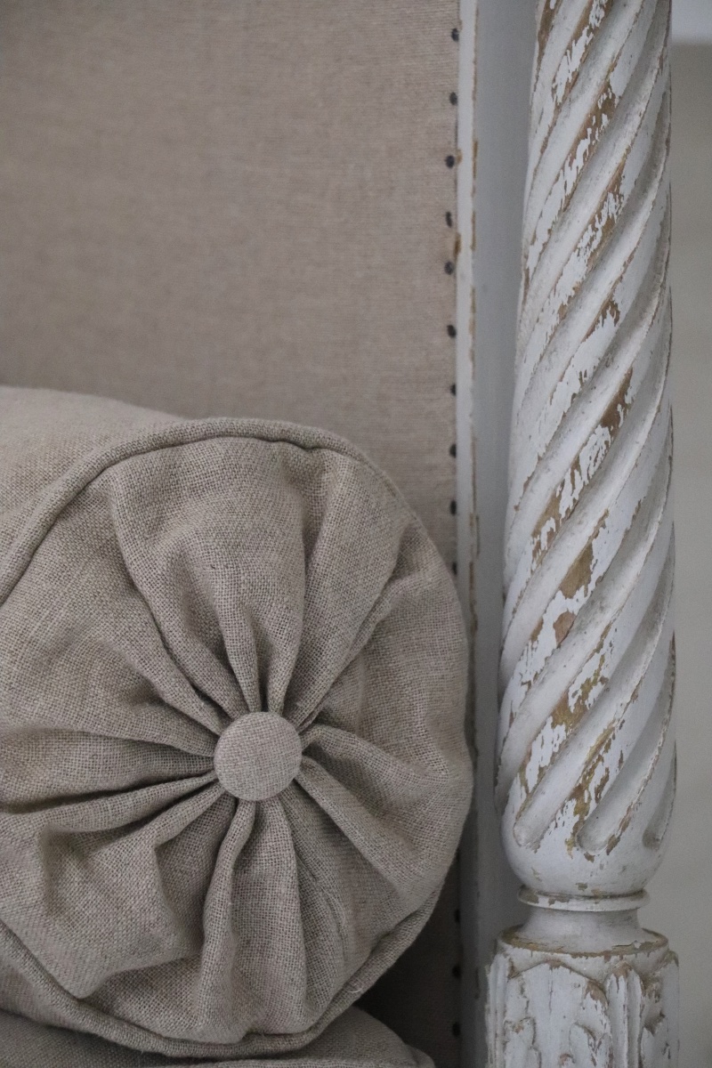 Louis XVI-style Daybed, 19th Century, Reupholstered In Linen-photo-3