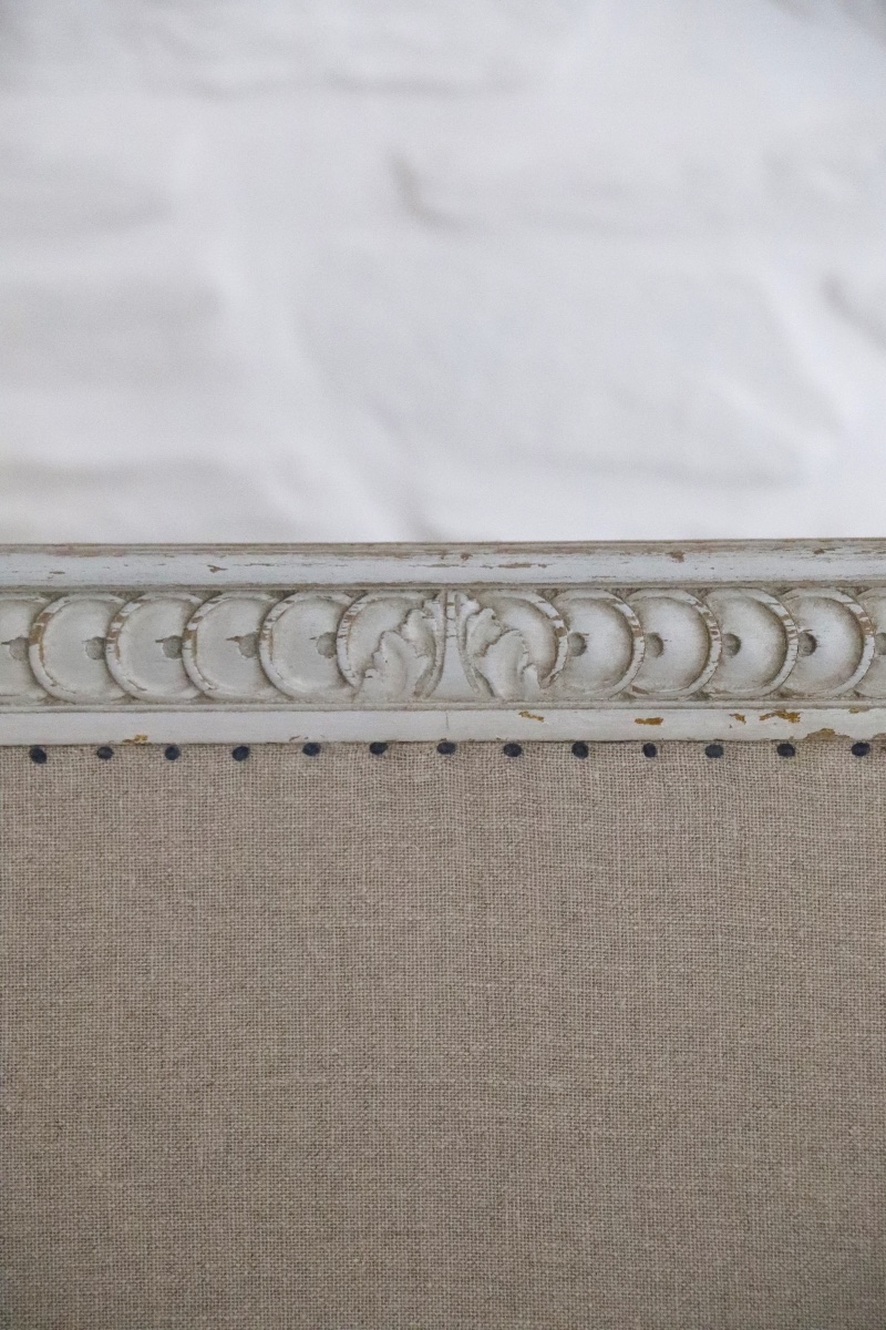 Louis XVI-style Daybed, 19th Century, Reupholstered In Linen-photo-7
