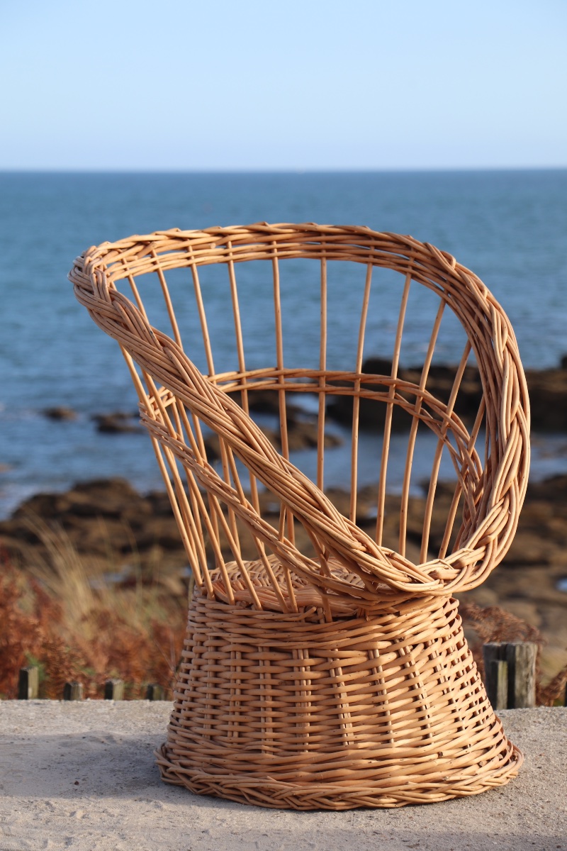  Pair Of Wicker Armchairs, France, 20th Century-photo-3