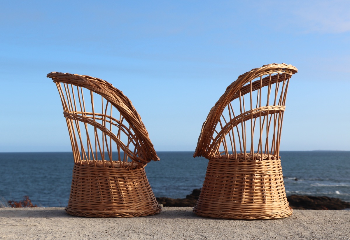  Pair Of Wicker Armchairs, France, 20th Century-photo-4