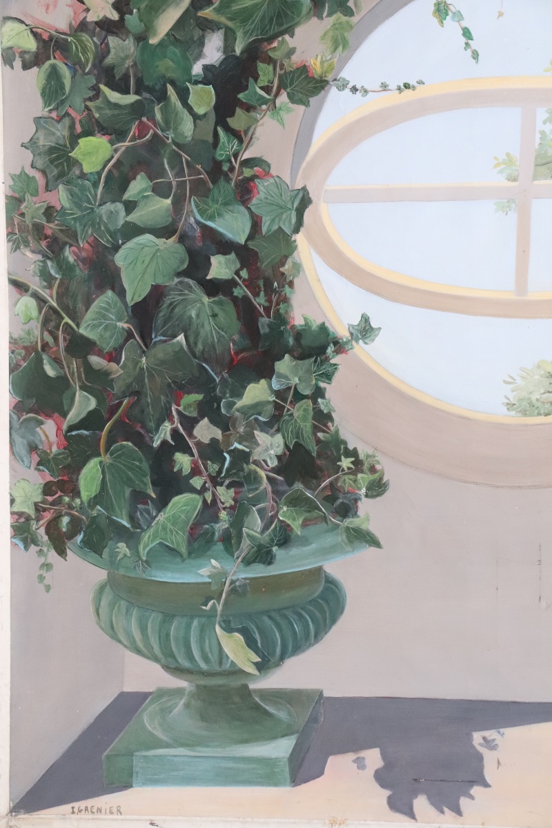 Grande huile sur toile panoramique en trompe-l’œil – XXe siècle-photo-3