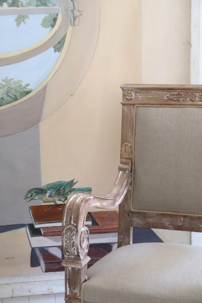 Grande huile sur toile panoramique en trompe-l’œil – XXe siècle-photo-1