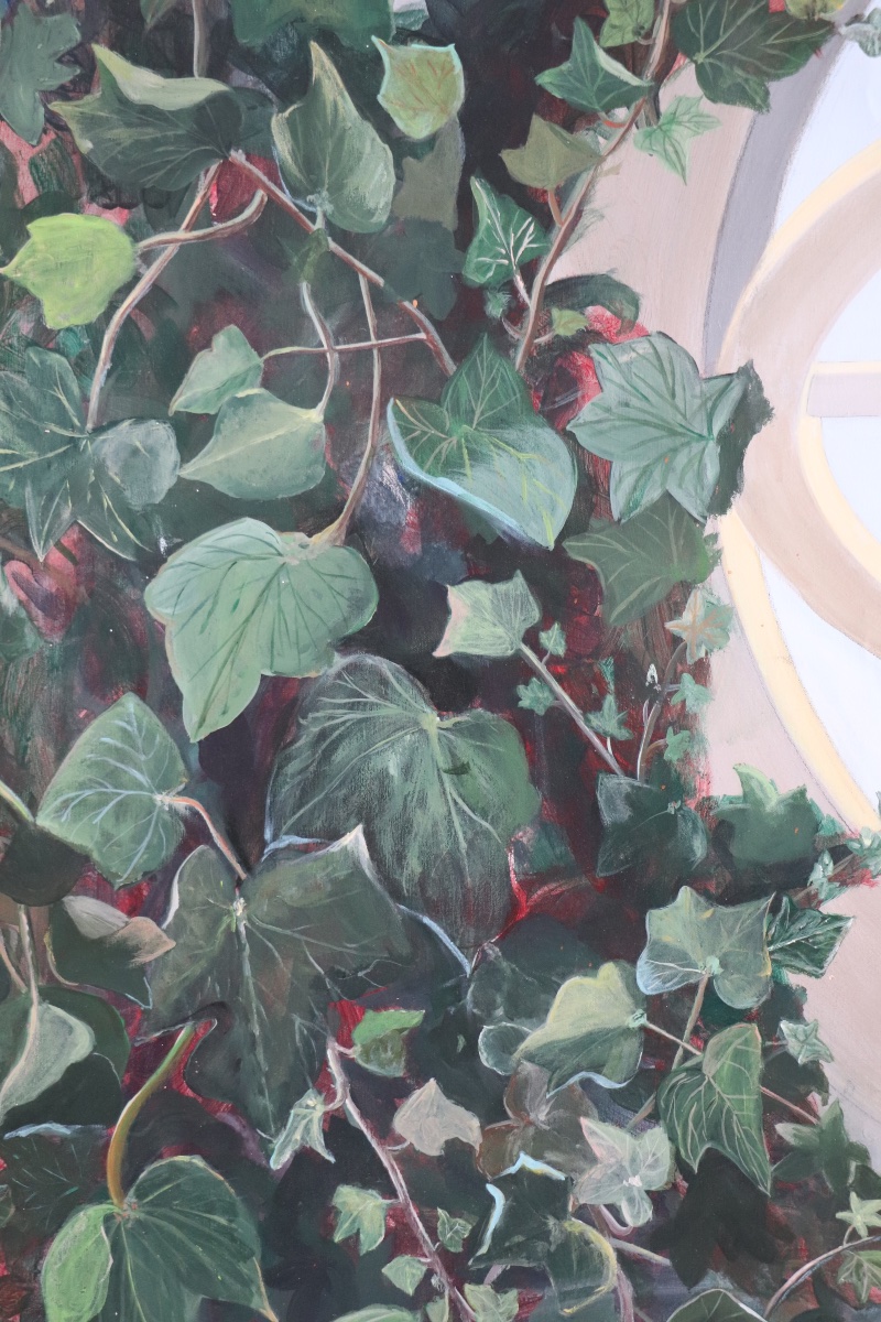 Grande huile sur toile panoramique en trompe-l’œil – XXe siècle-photo-4