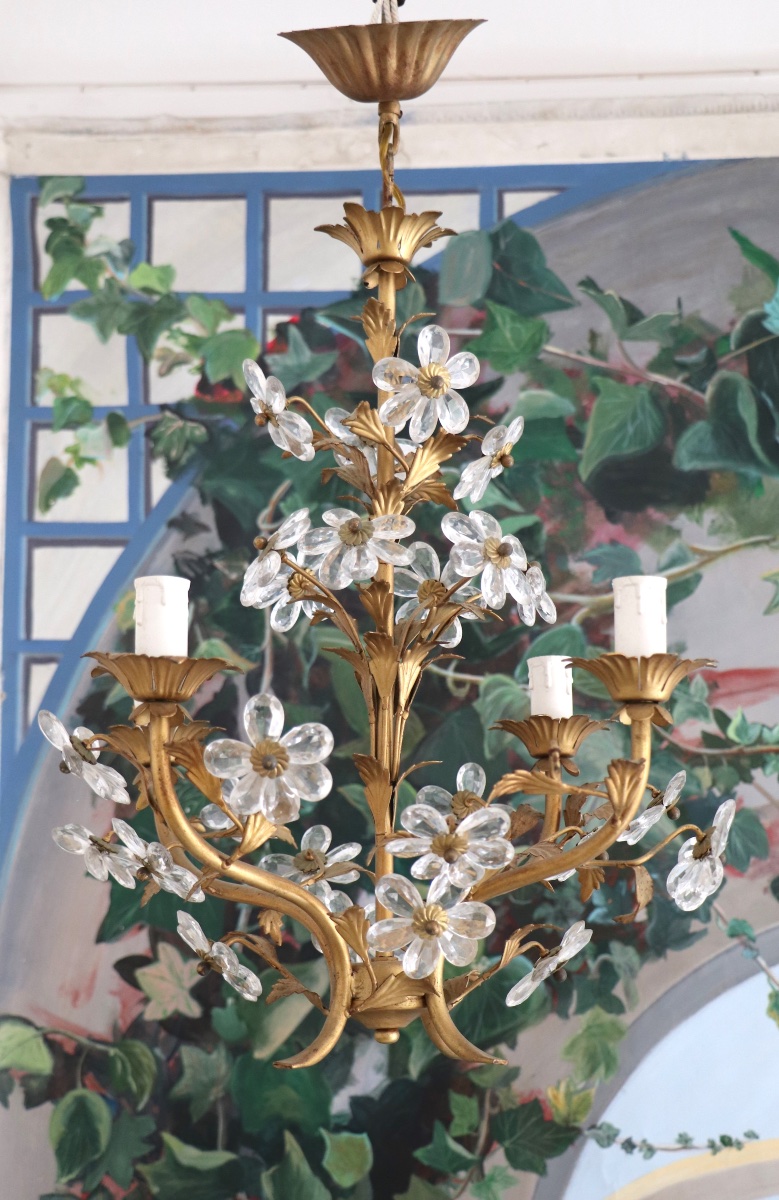  Floral Chandelier, 20th-century Florentine Style 
