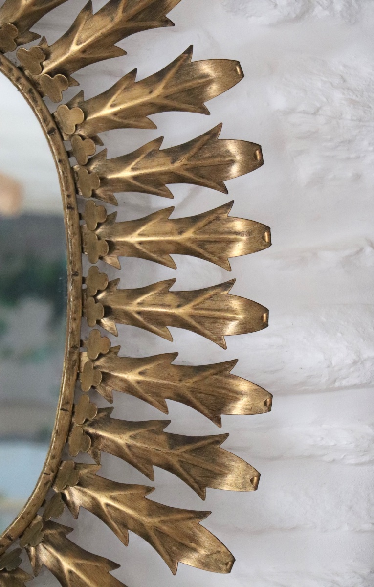 Miroir soleil ovale, design espagnol, XXe siècle-photo-3
