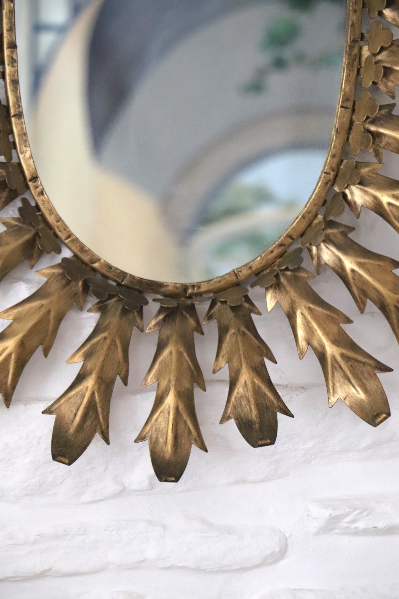 Miroir soleil ovale, design espagnol, XXe siècle-photo-1