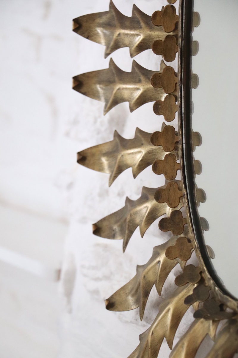 Miroir soleil ovale, design espagnol, XXe siècle-photo-3