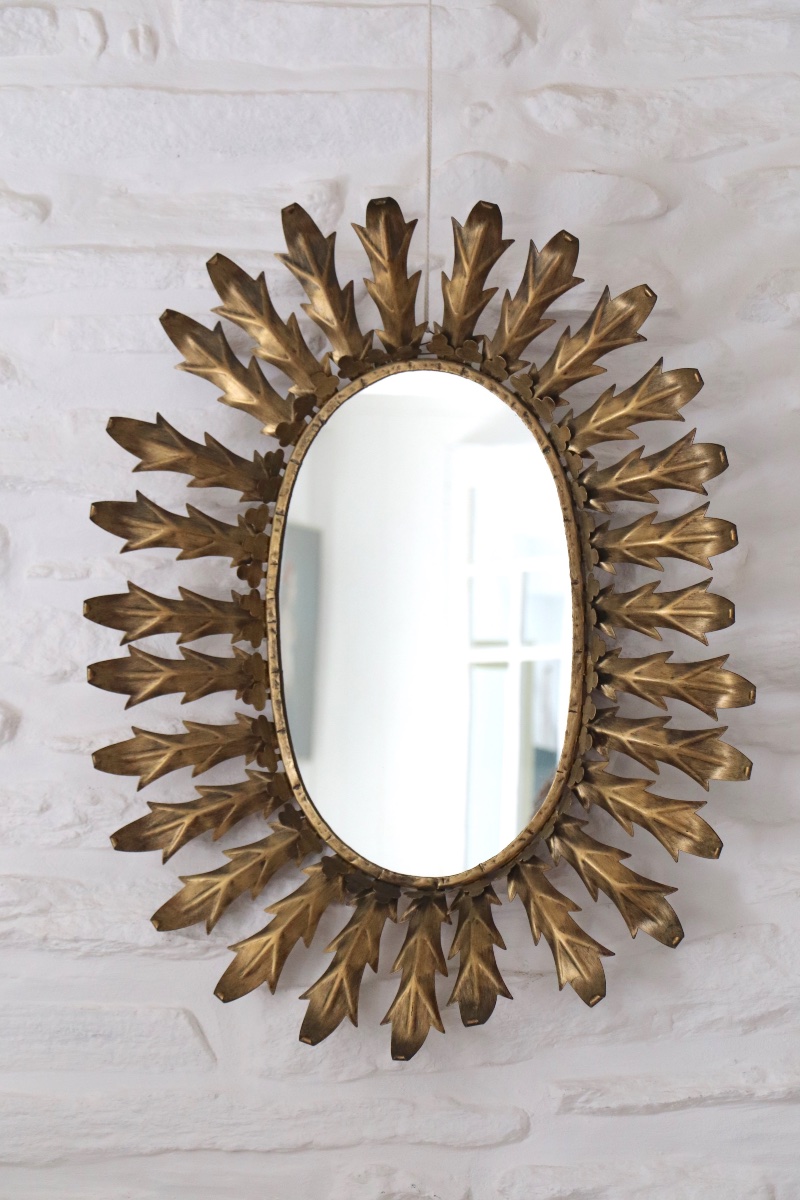 Miroir soleil ovale, design espagnol, XXe siècle-photo-5