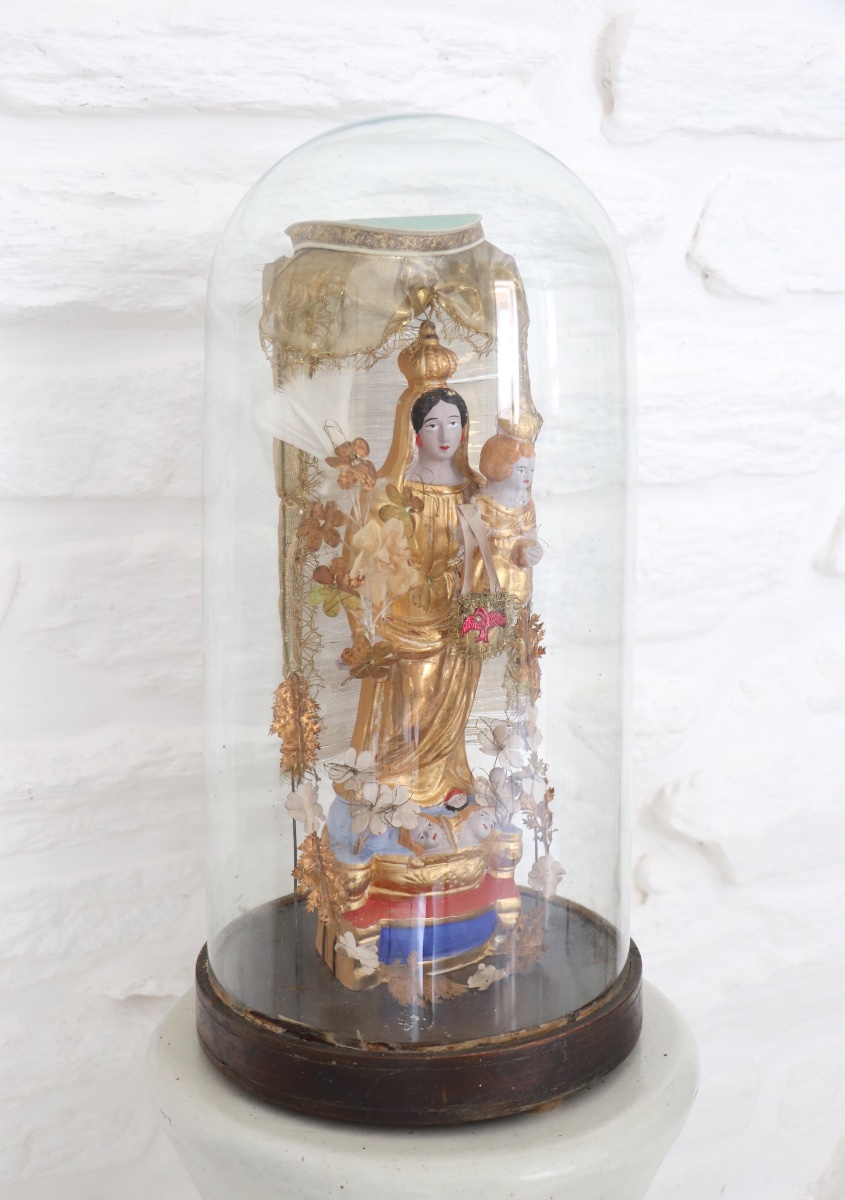 Sainte Vierge à l’Enfant sous globe - Santibelli, Vierge de Marseille, XIXᵉ siècle-photo-1