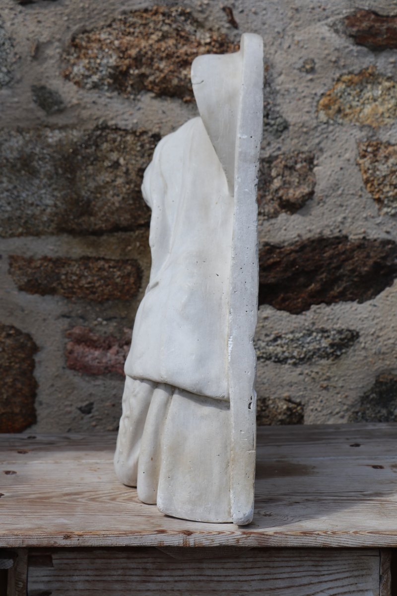 Sculpture bas-relief de la Sainte Vierge Marie En Plâtre Signée-photo-6