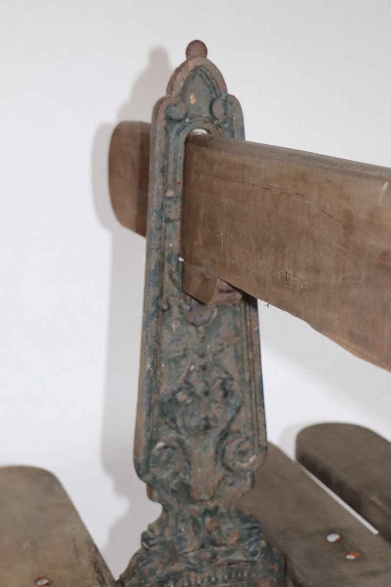 Banc De Jardin En Fonte Dos à Dos Signé XIX Versailles -photo-4